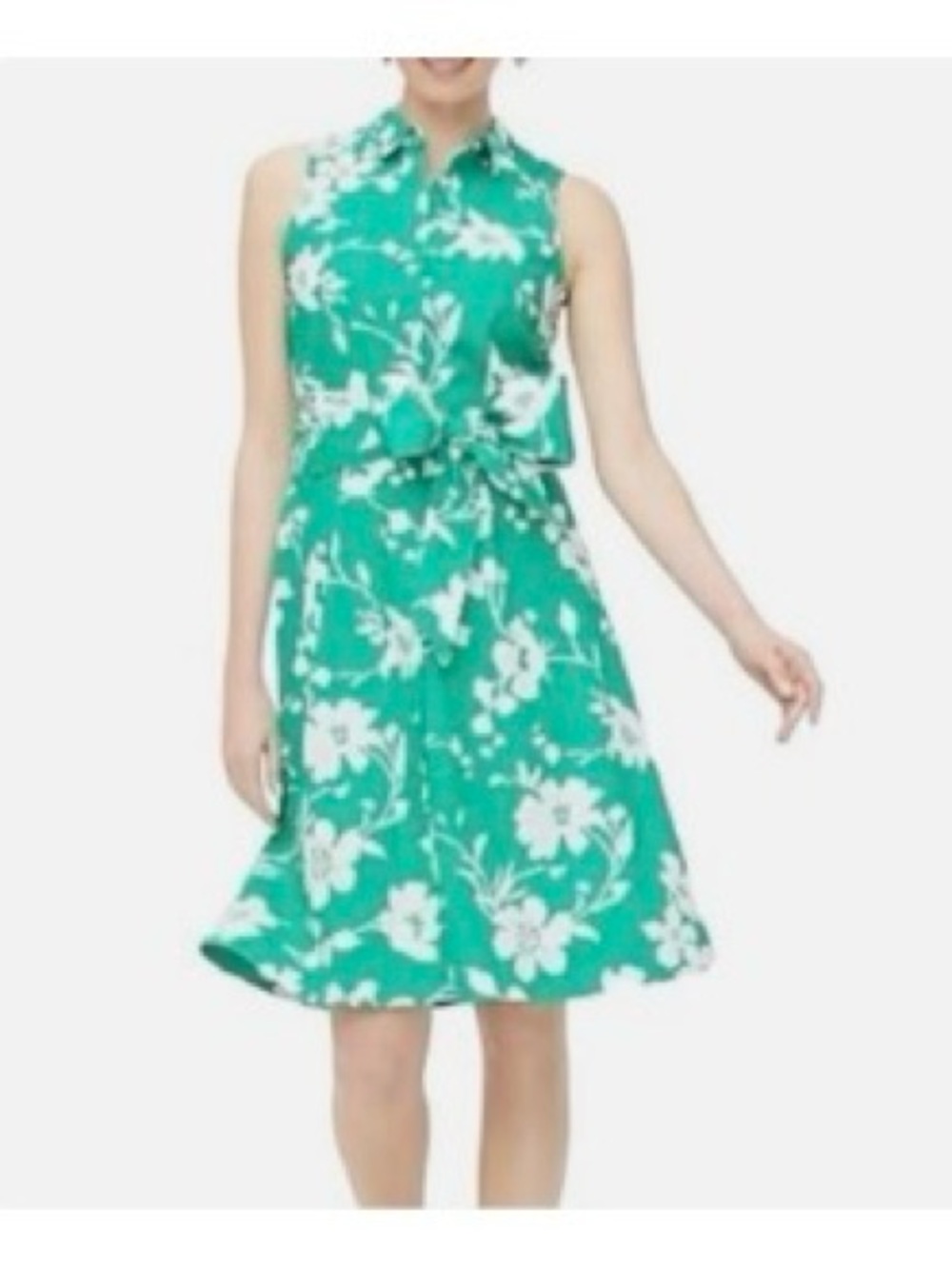 J. Crew Green Floral Sleeveless Shirtwaist Dress NWT